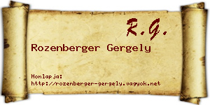 Rozenberger Gergely névjegykártya